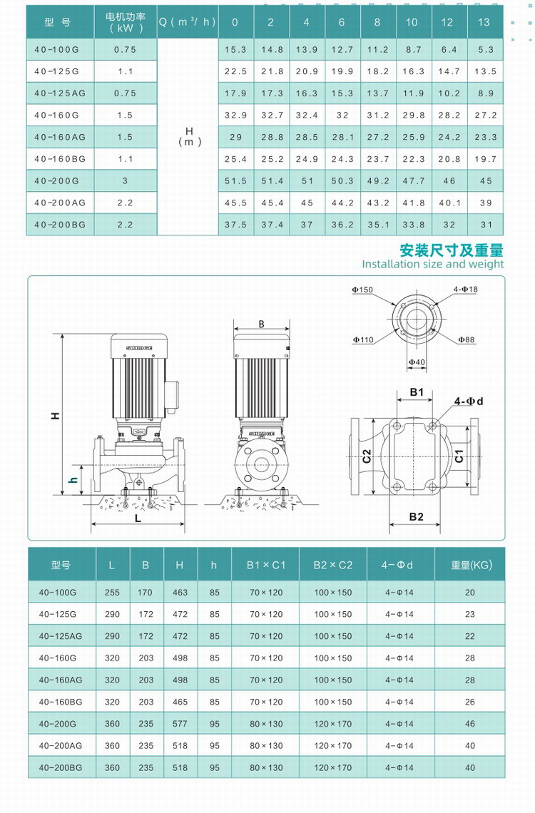 管道循环增压泵新界SGL40-160AG